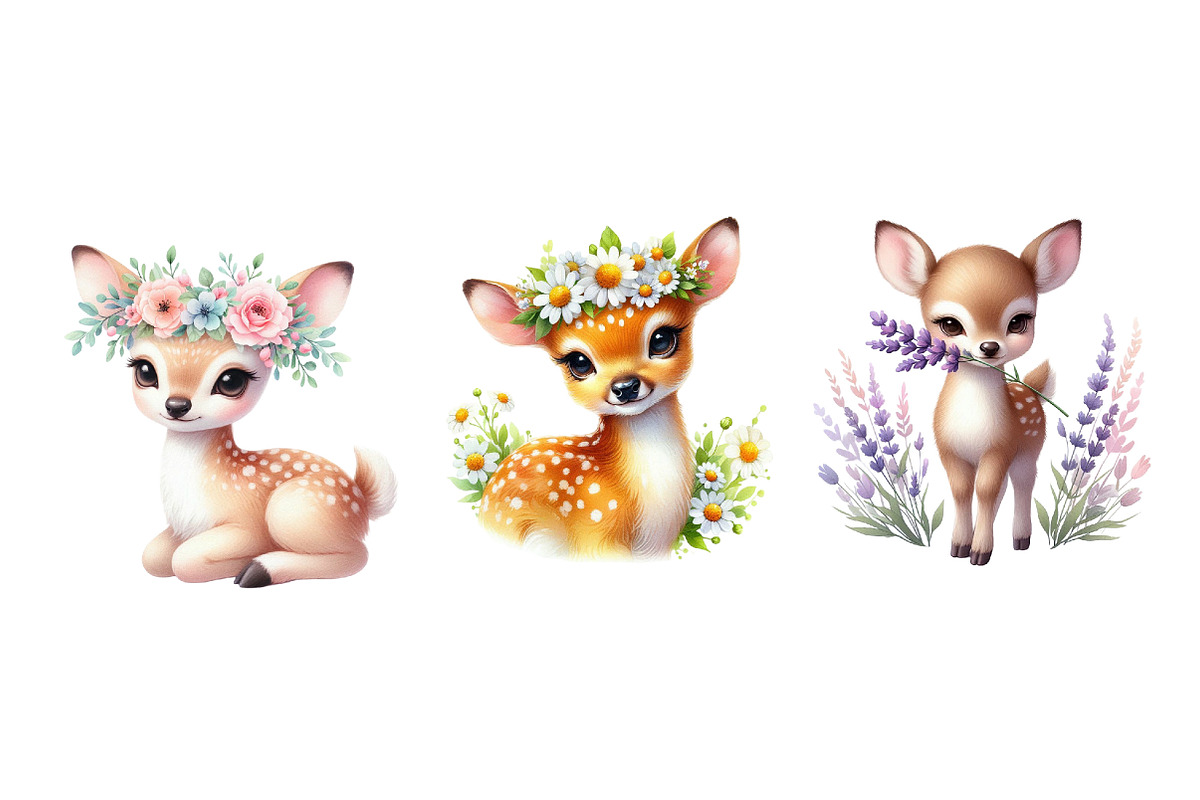 Cute Deer Spring Clipart Bundle, an Illustration by Dream Creation (Photo 5 of 5)