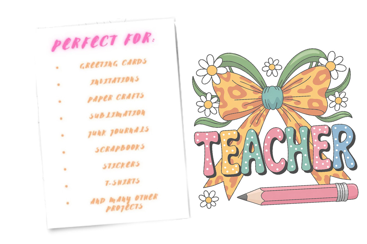 Coquette Teacher Png, an Illustration by Watercolor design (Photo 1 of 5)