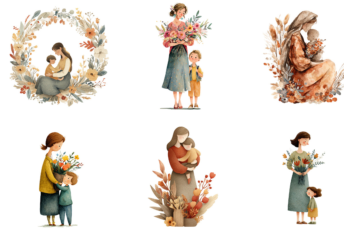 Rustic Mother’s Day Clipart Bundle, an Illustration by Designking (Photo 3 of 5)
