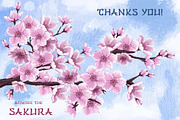 Sakura and Cat. Hanami watercolor, an Illustration by Maycat_store (Thumbnail 10 of 11)