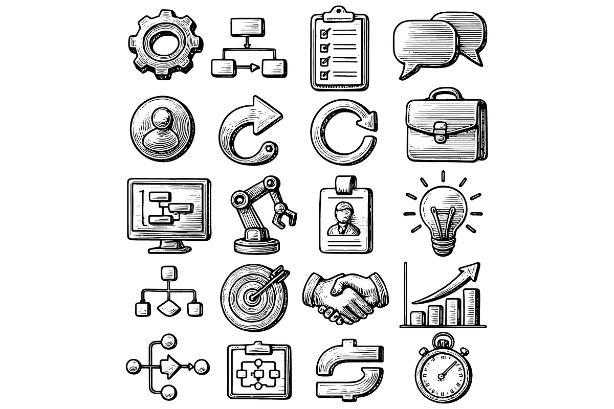 Business Process Icon Set, an Object Graphic by RT Studio