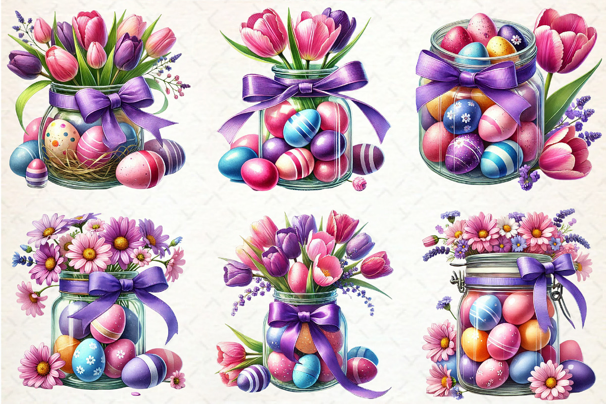 Watercolor Easter Jar Sublimation Cl, an Illustration by Rose Art (Photo 3 of 3)