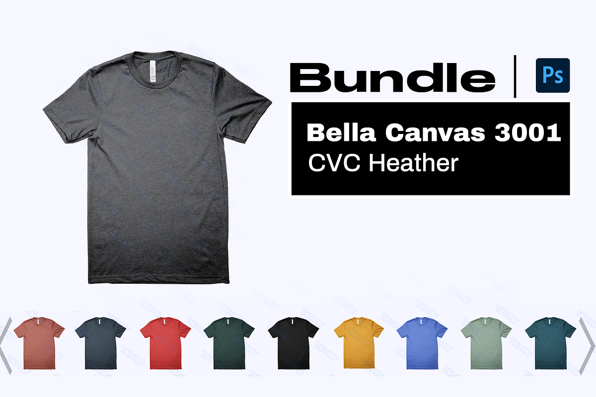 Bella 3001 CVC Heather Mockup Bundle, a Shirt Mockup by creativsupply (Photo 1 of 5)