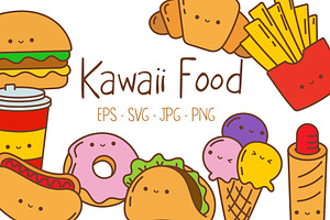 Kawaii Sticker Fast Food Set