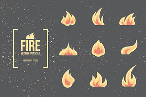 Fire and Flames. Vector Icons.