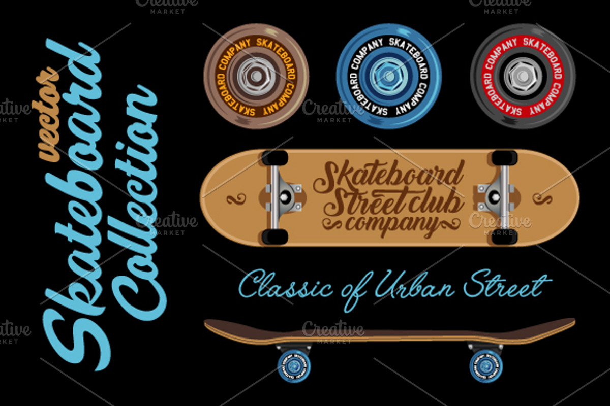 Vector Skateboard Collection, a Decorative Illustration by Garden Project