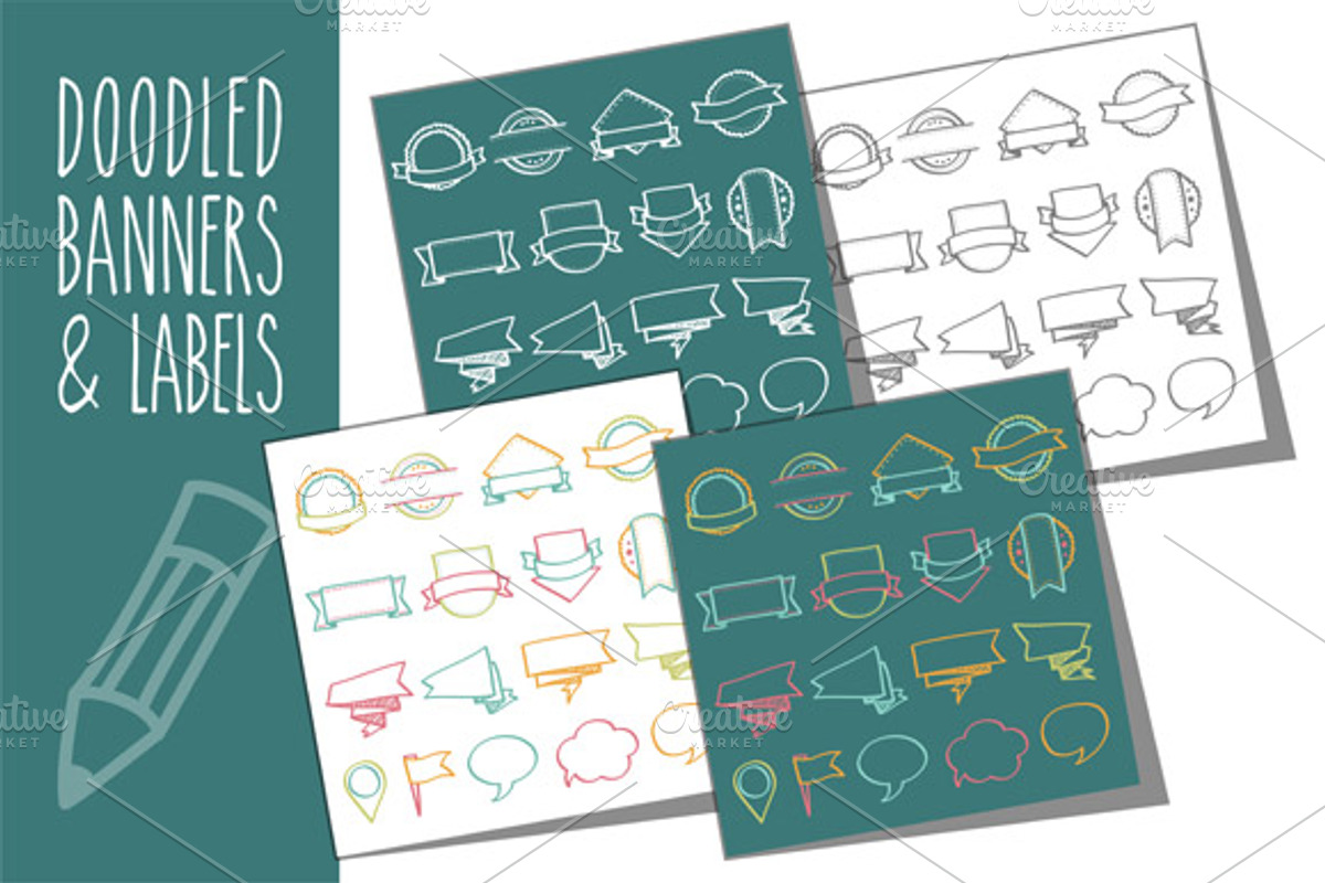 Hand-doodled banners & web icons preview 2