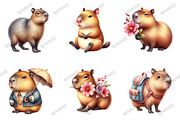 Watercolor Capybara Clipart PNG, an Illustration by designcity5 (Thumbnail 3 of 5)