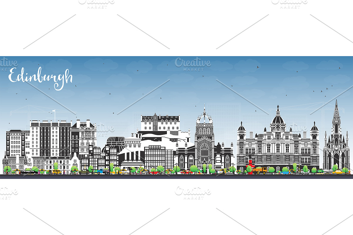 Edinburgh Scotland city skyline., an Illustration by Booblgum
