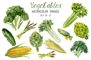 Watercolor Vegetables Clipart