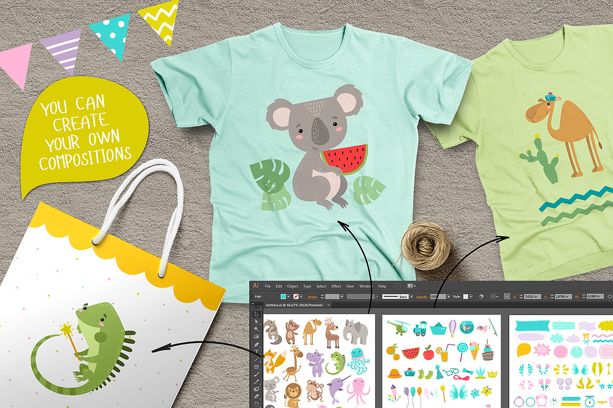 Cute Animals Set, an Animal Illustration by KAZUKA (Photo 2 of 11)