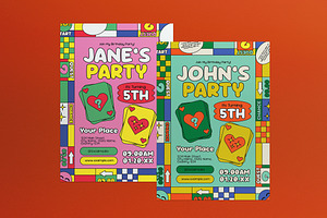Green Pink Kids Birthday Invitation, an Invitation Template by graphicook