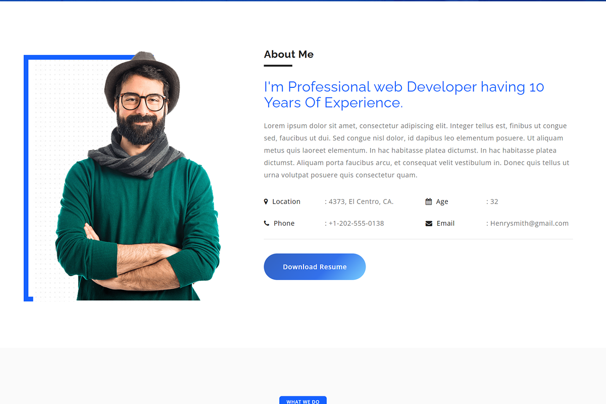 Minimal Developer Portfolio HTML, a Bootstrap Template by Themeplaza (Photo 2 of 7)