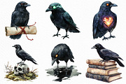Watercolor Creepy Crow Clipart, an Illustration by Craft Nest (Thumbnail 2 of 6)