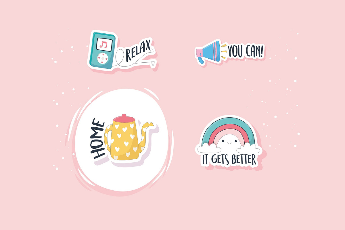 Cute Kawaii Sticker Set, a Templates & Theme by studiogstock (Photo 4 of 5)