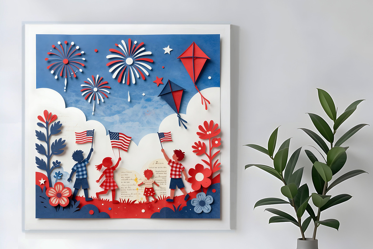 4th of July Paper Cutting 2, a Person Illustration by Sharon Schwalbe (Photo 2 of 6)