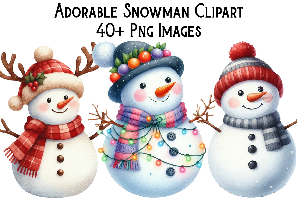 Adorable Snowman Clipart, an Illustration by Pixels.Craft (Photo 1 of 6)