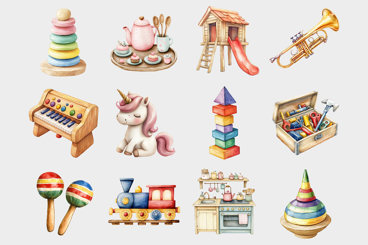 Watercolor Playroom Clipart, a Seasonal Illustration by Design Market (Photo 2 of 5)