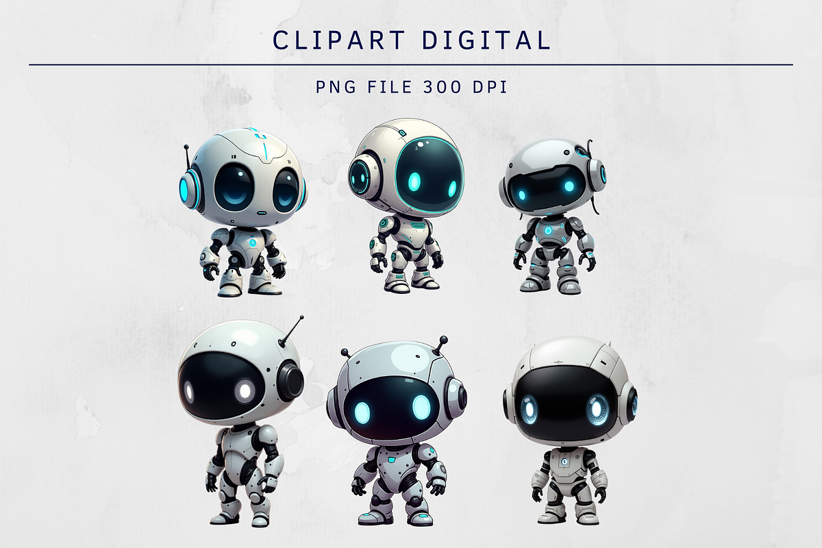 15 Chibi Robot Cliparts Digital, an Illustration by Wilin Digital (Photo 2 of 2)