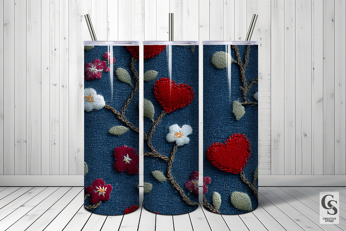 Patriotic Floral Hearts Embroidery, a Pattern Graphic by Creative Store (Photo 5 of 5)