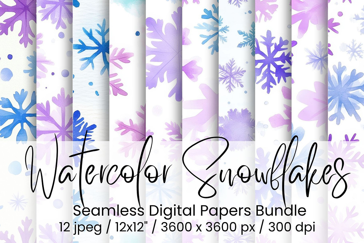 Watercolor Snowflakes Seamless, an Illustration by Mashimara (Photo 1 of 4)