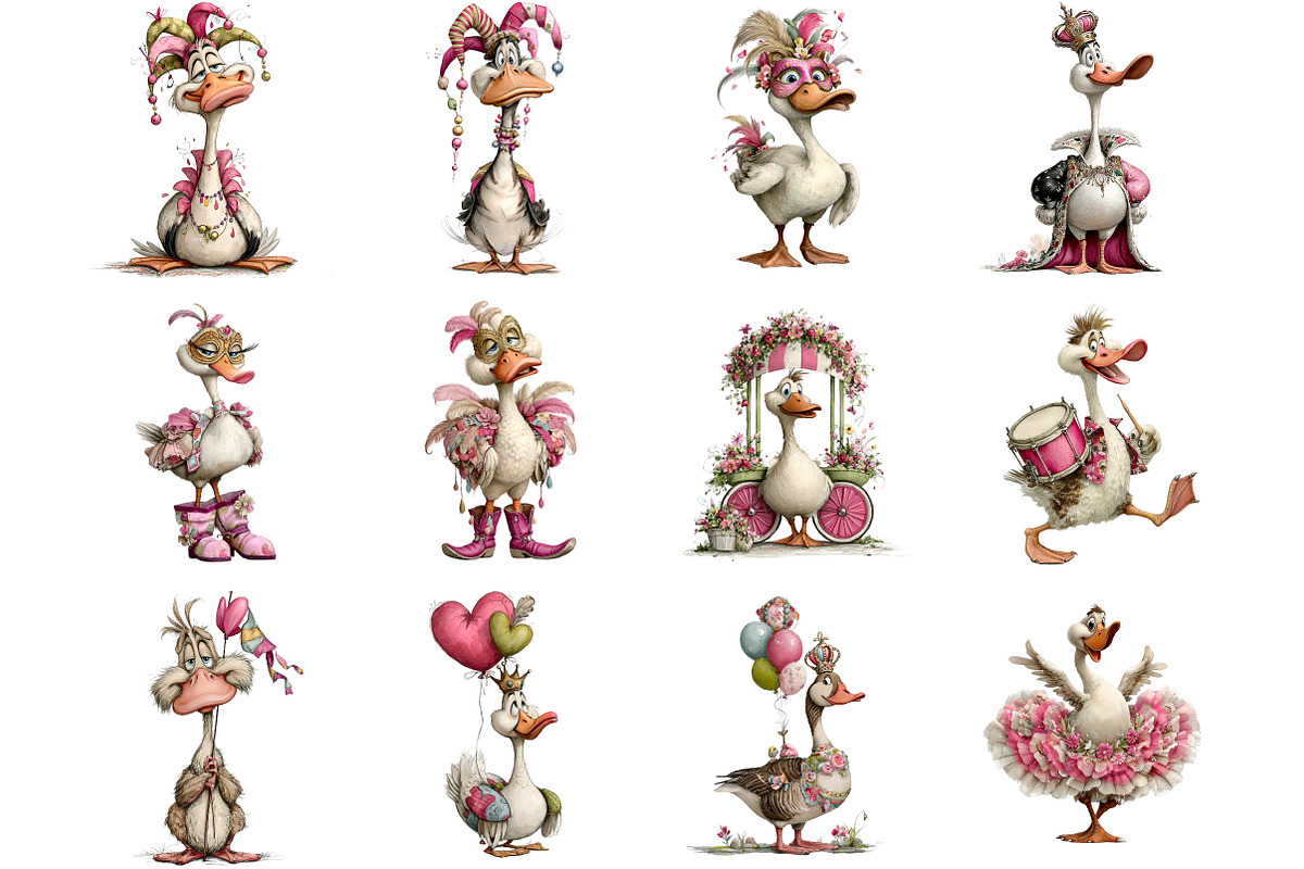 Mardi Gras Goose Clipart, an Illustration by DreamArtGraphic (Photo 2 of 4)