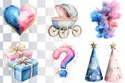 18 Gender Reveal Watercolor Elements, a Decorative Illustration by Loony Dream Designs (Thumbnail 3 of 5)