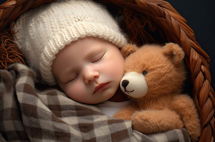 Cute newborn baby boy sleeping in a, a Photo by Iftikhar Alam