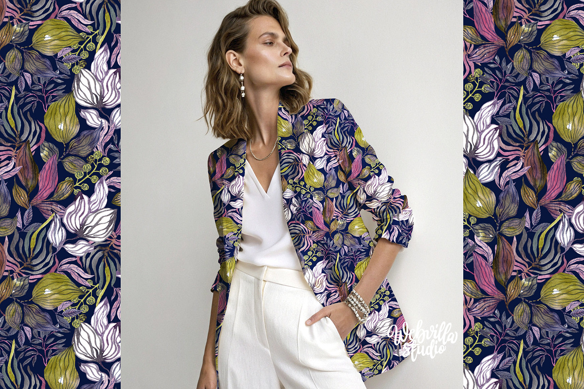 Midnight Botanical Pattern, a Pattern Graphic by Webvilla Studio