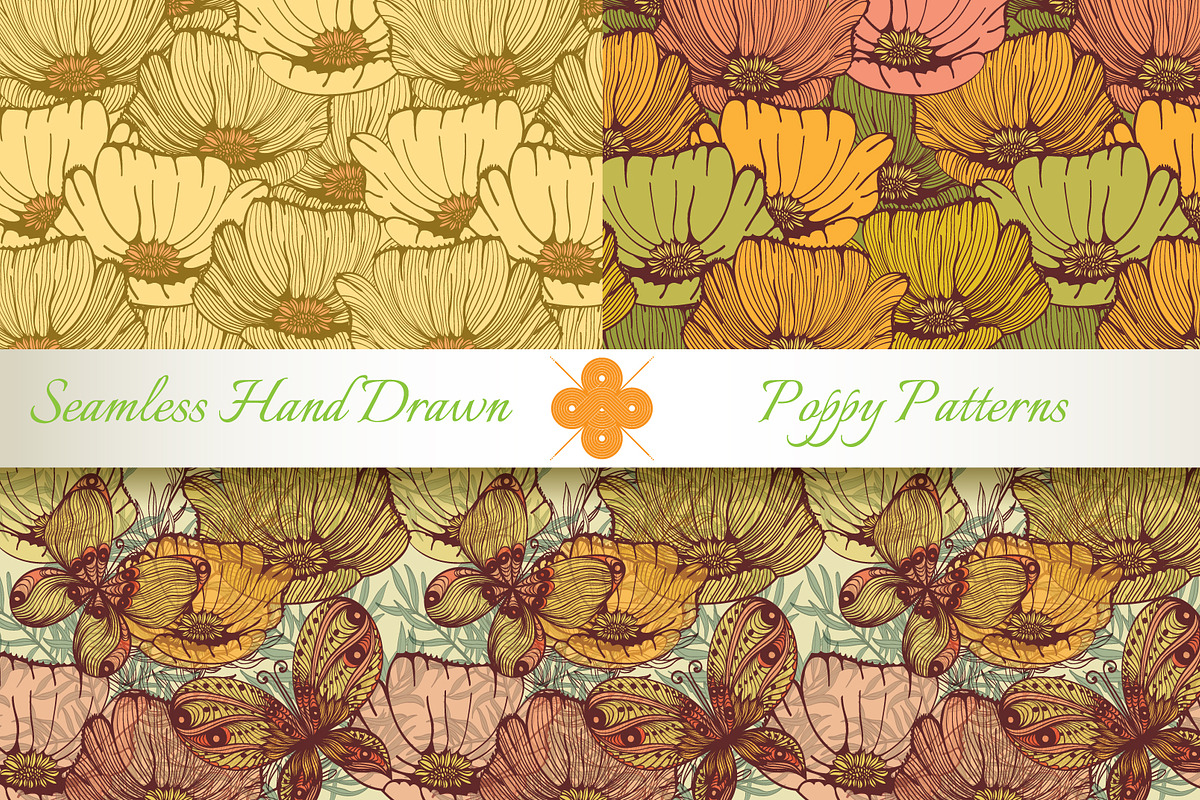 5 Patterns with Poppy Flowers preview 2