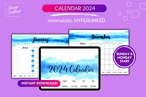 Calendar 2024 Digital Blue