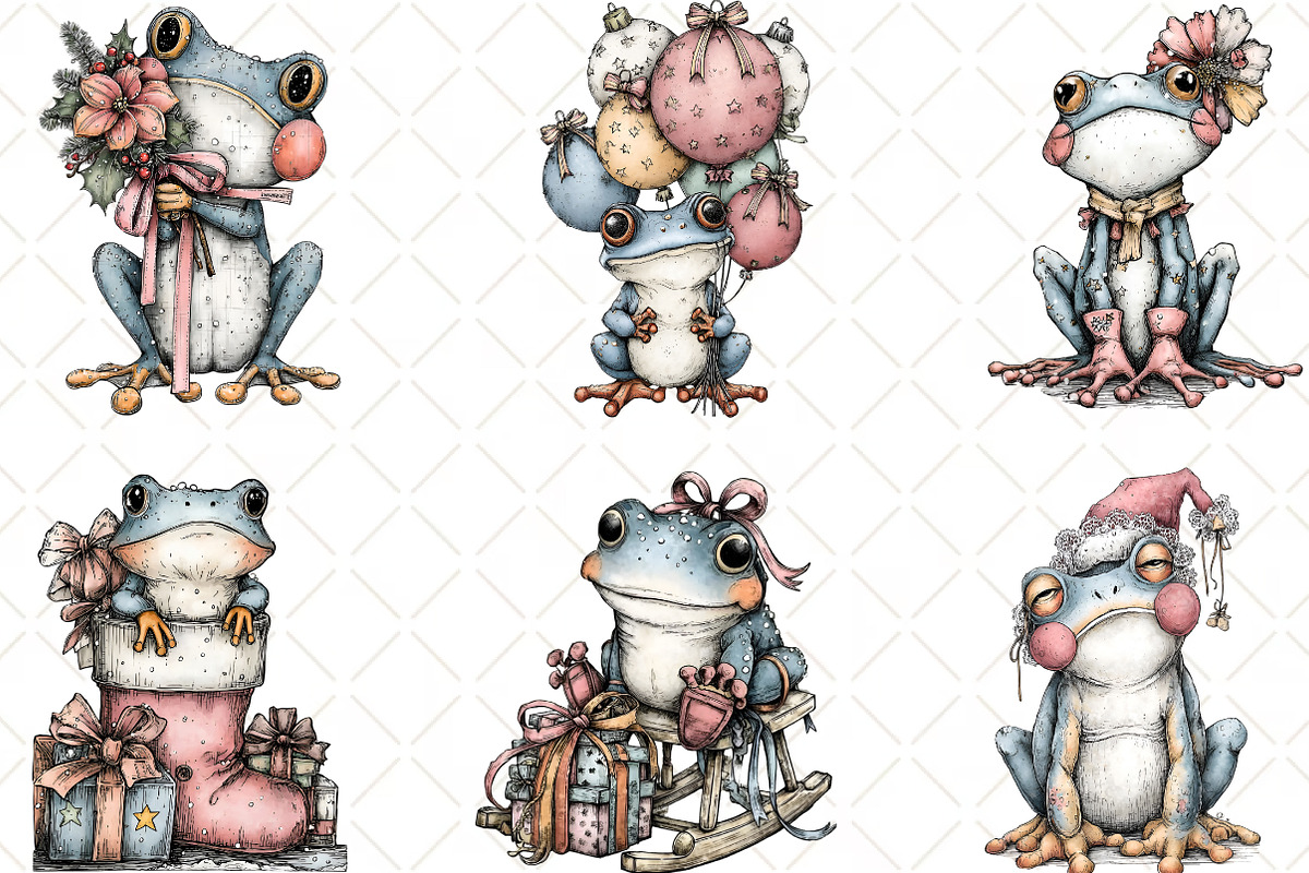 Christmas Frog Clipart, an Illustration by Black Bird Studio (Photo 4 of 6)