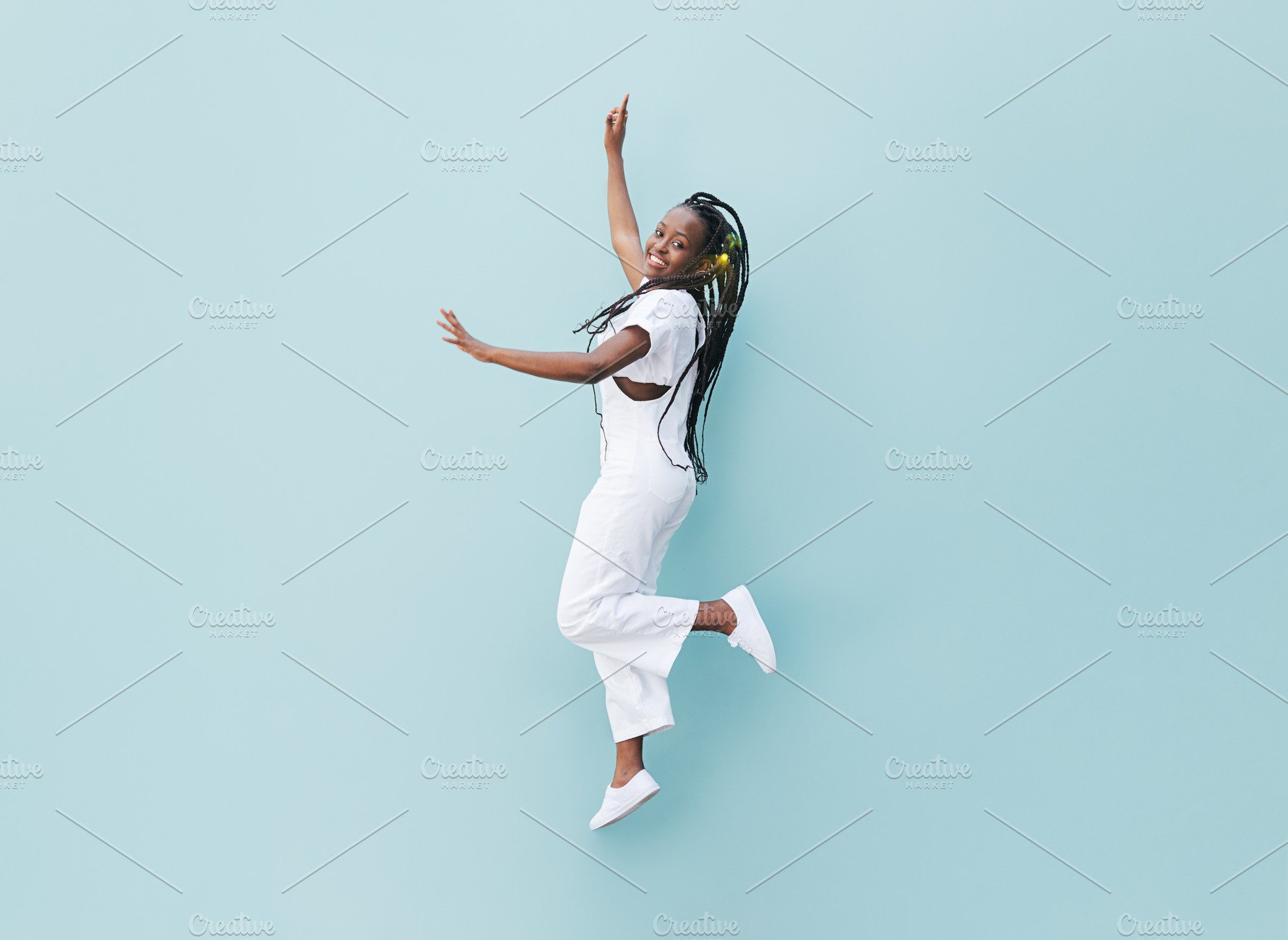 Happy woman in white casual clothes, a Person Photo by Artem Varnitsin