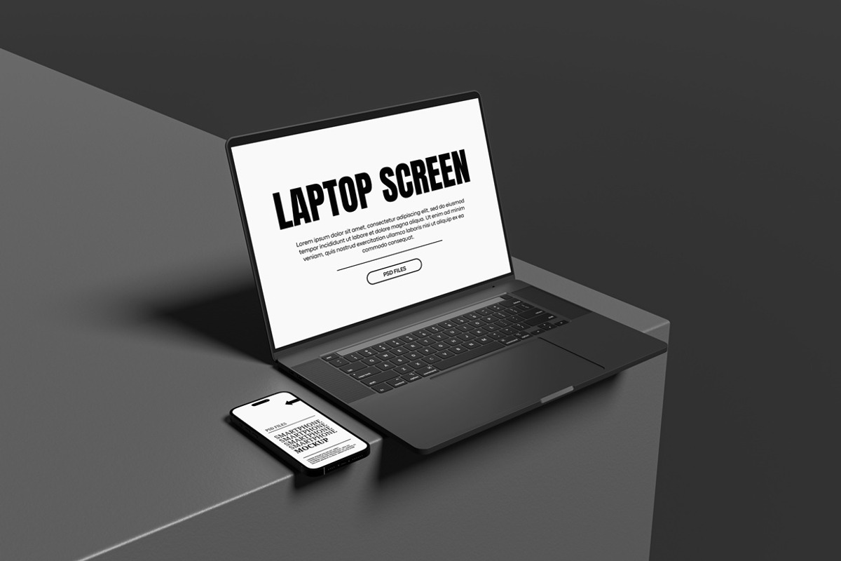 Laptop And Iphone Mockup, a Wearable Device Mockup by AndikaGraphic (Photo 2 of 6)