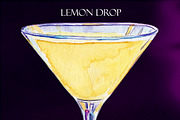 Lemon Drop Watercolor Cocktail, a Food Illustration by Olexandra Mur (Thumbnail 2 of 4)