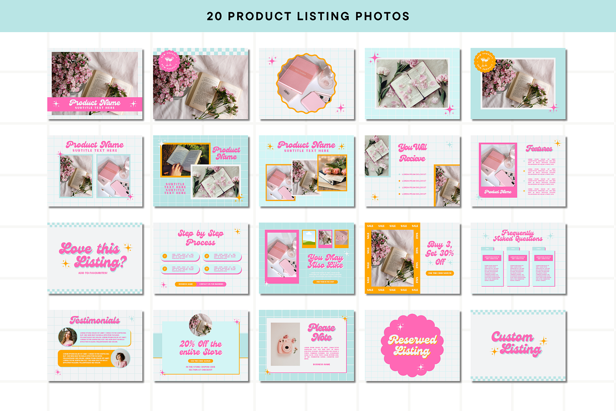 Pastel Retro Etsy Shop Kit, a Branding & Logo Template by Anna Design Studio (Photo 4 of 8)