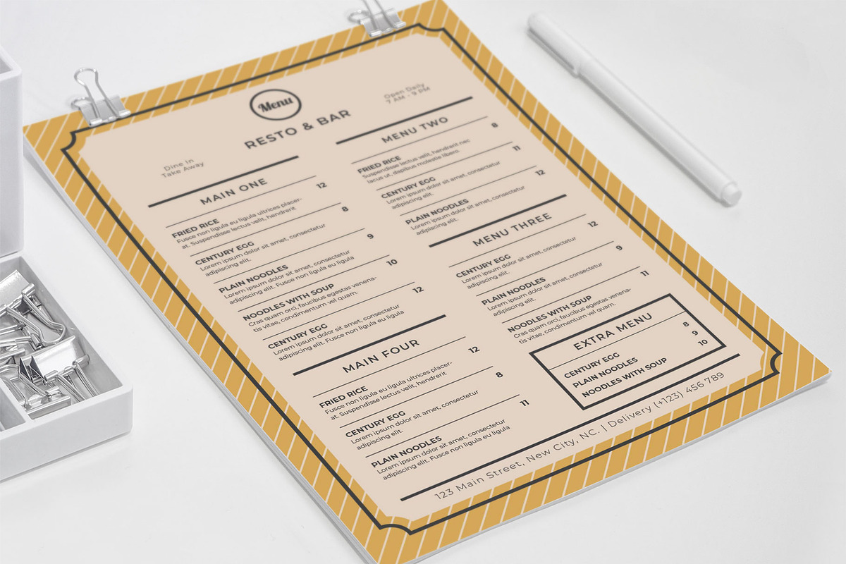 Resto & Bar Menu Template Set
