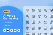 Ai Voice Generator Icon Set, an Outline Icon by Nathaya Studio (Thumbnail 1 of 2)