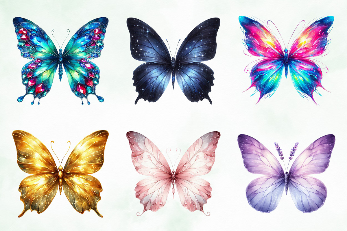 Watercolor Colorful Butterfly Png, an Illustration by Creative Art (Photo 4 of 9)