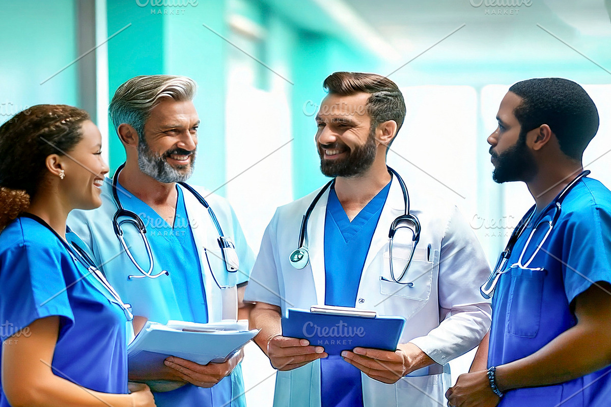 Healthcare team interacting each other, a Healthcare Illustration by DanFLCreativo