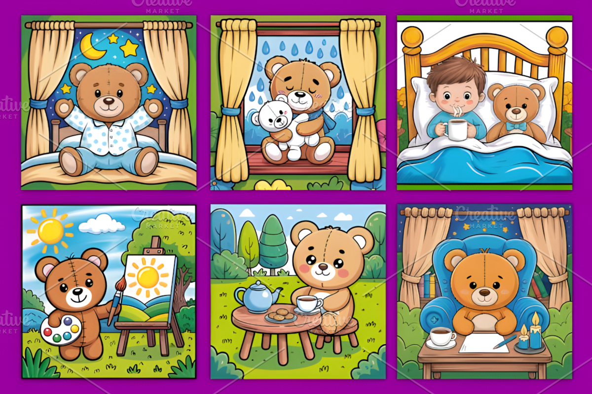 Cozy Routine Kawaii Bear Coloring, a Decorative Illustration by Coco Bloom (Photo 4 of 5)