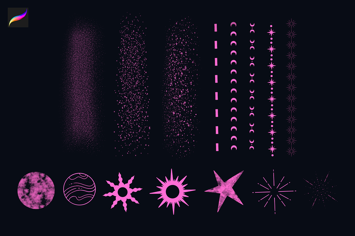 Cosmic Dreams Procreate Brush Set, a Brush Add-On by Moon House Shop (Photo 6 of 6)