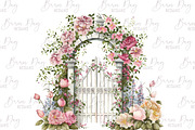 Watercolor Garden Gates Clipart, an Object Illustration by BusyDaydesign (Thumbnail 6 of 8)
