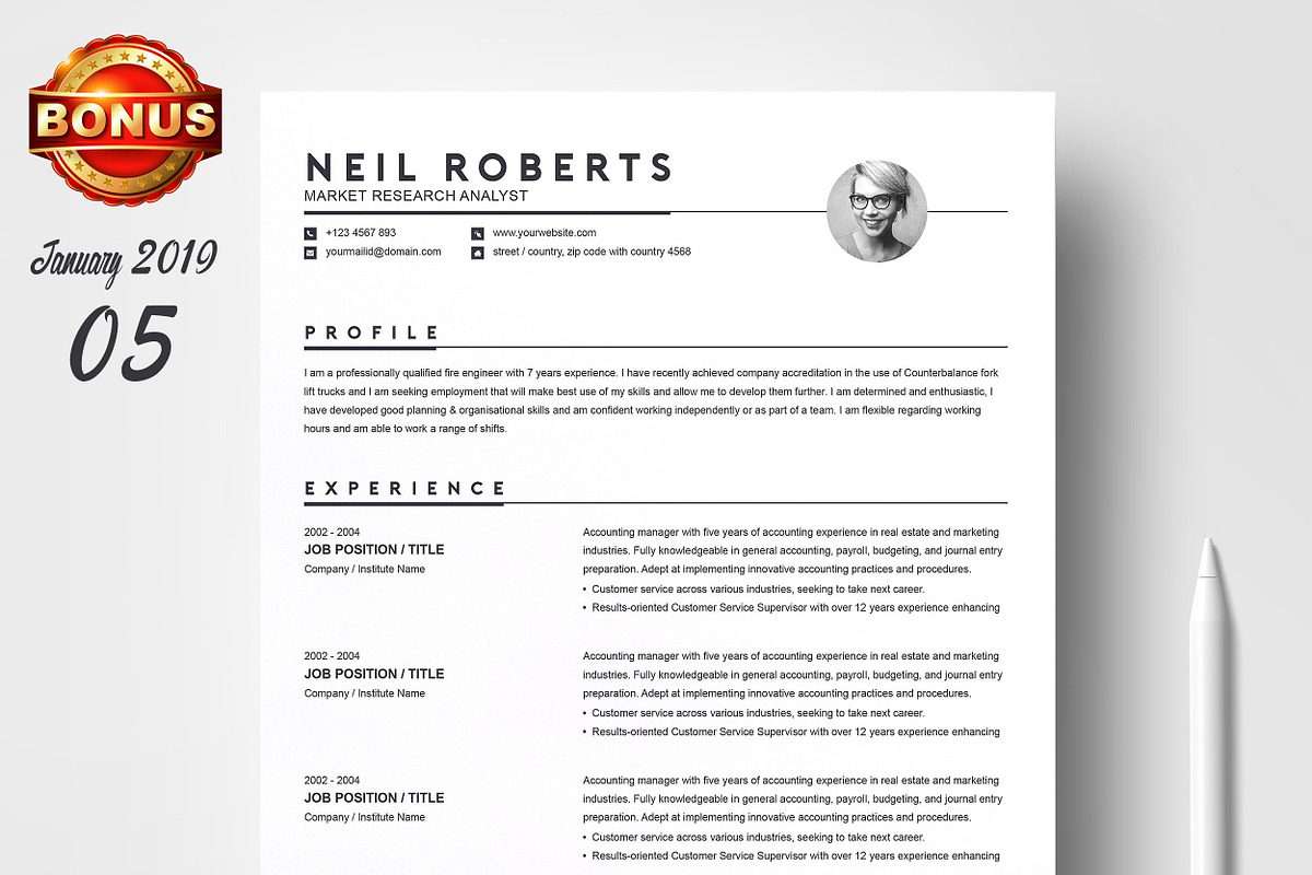 Resume/CV Bundle | 200+ for $29, a Resume Template by ResumeInventor (Photo 36 of 207)