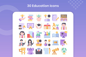 30 Education Icons - Flat