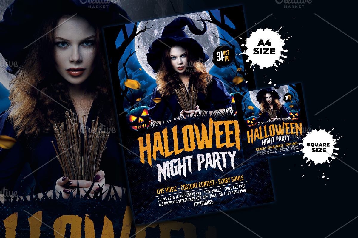 Halloween Night Party Flyer, a Flyer Template by AyumaDesign (Photo 1 of 3)