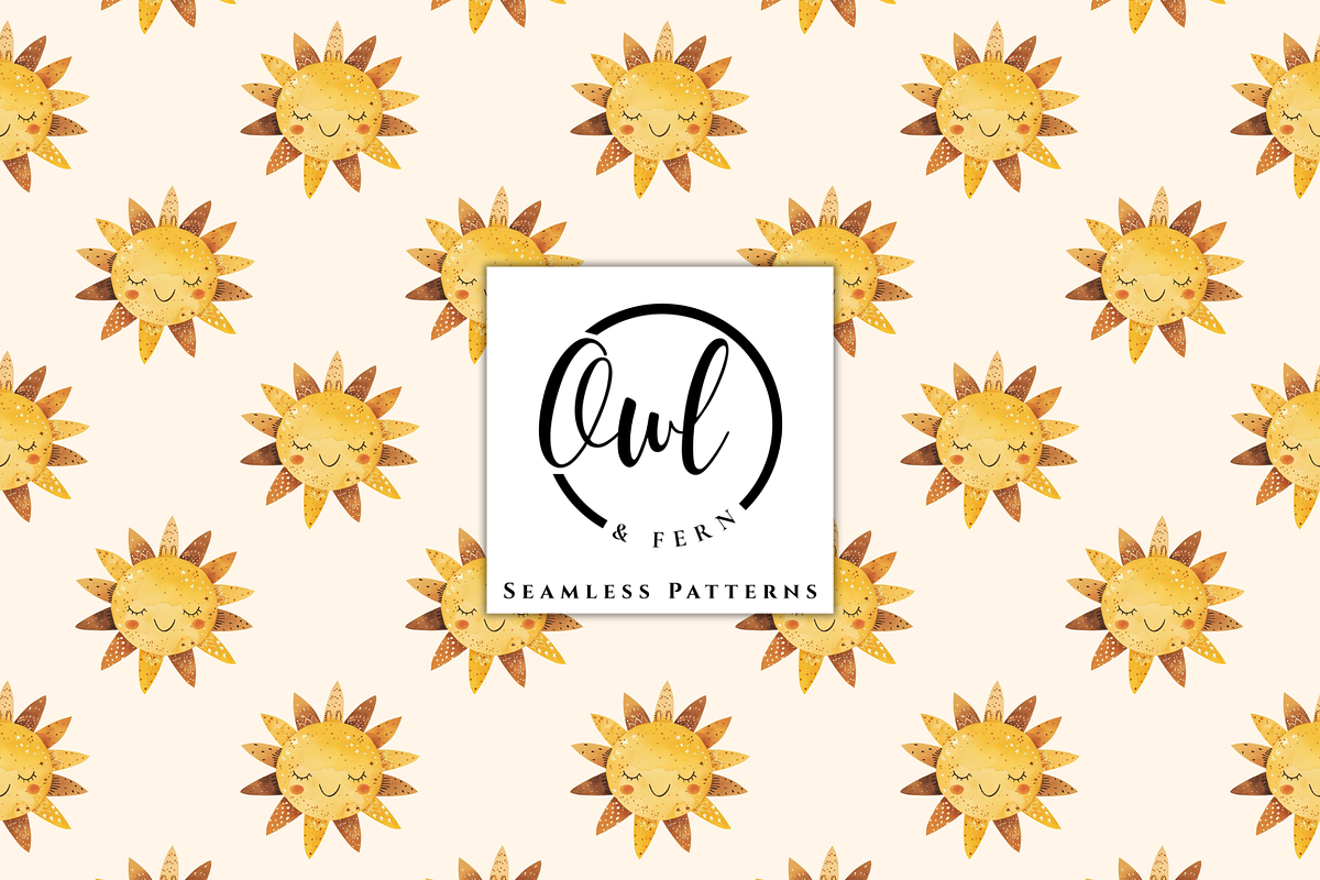 Boho Sun Seamless Pattern, a Pattern Graphic by OwlAndFern (Photo 1 of 10)