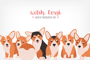 Welsh Corgi bundle and seamless, an Animal Illustration by Good Studio