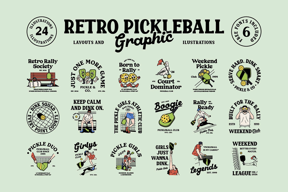 Retro Pickleball Graphic, an Object Graphic by Skilline Supply Co. (Photo 1 of 12)
