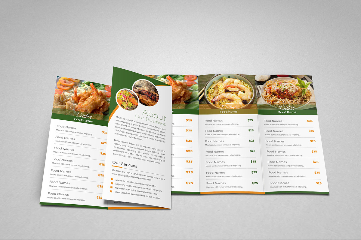 Food Restaurant Trifold Template, a Brochure Template by JanySultana (Photo 9 of 13)